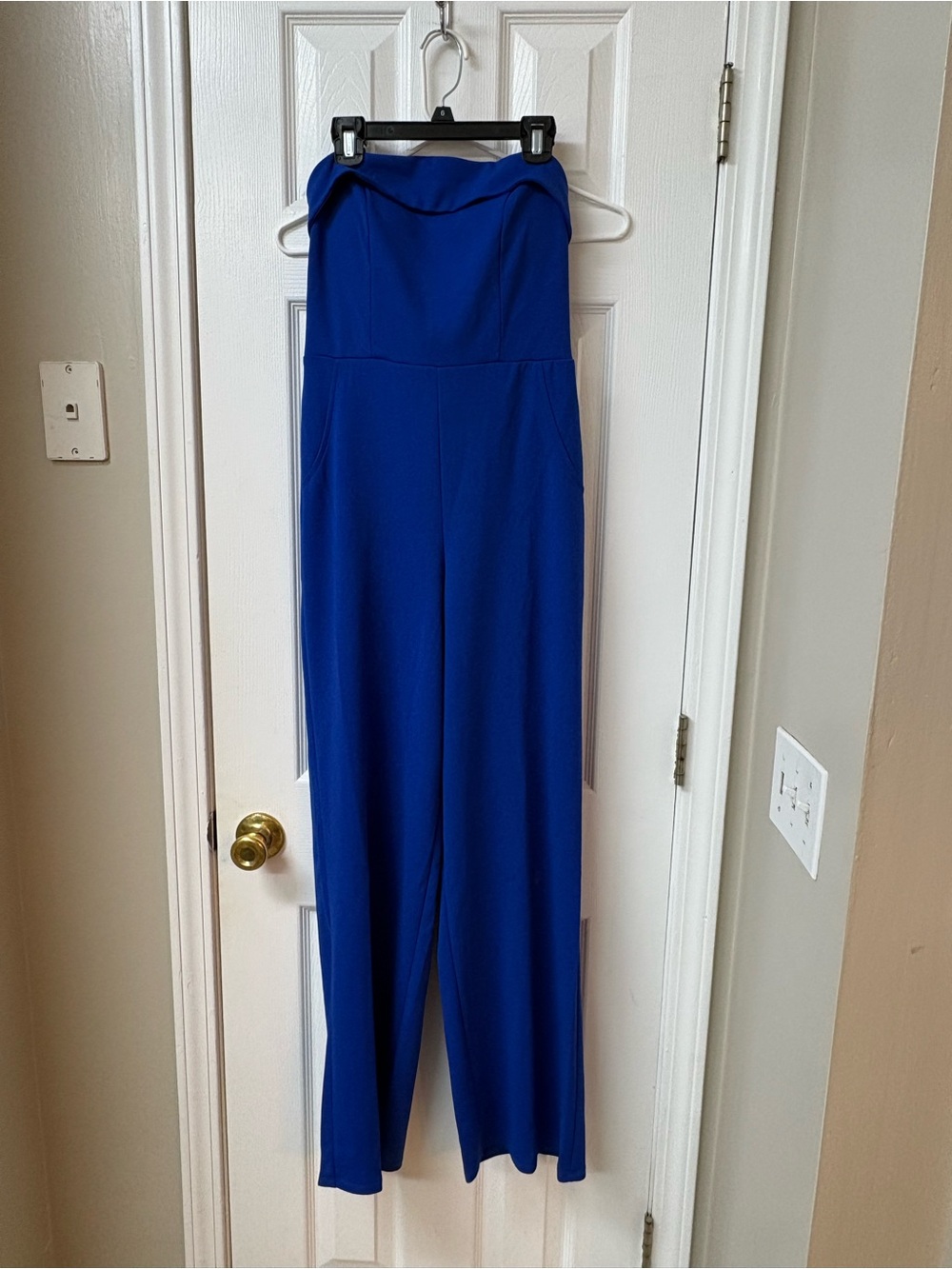 Strapless Wide-Leg Jumpsuit in Cobalt Blue